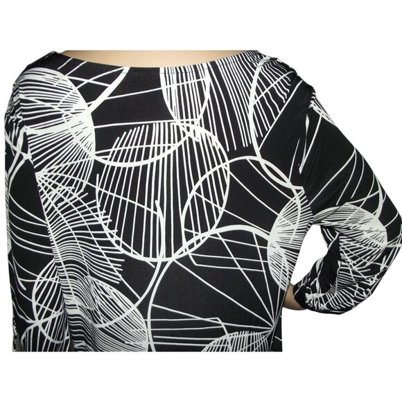 Banana Republic Dress Womens Size Medium Shift Black & White Abstract Print - Picture 7 of 10